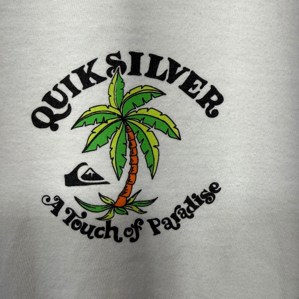 Quiksilver A Touch of Paradise Long Sleeve Graphic T-Shirt Size XL White Cotton - Picture 3 of 7